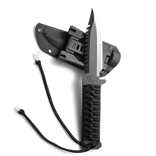 Mcdloka Fixed Blade Knives Outdoor Duty Knife 420Hc Stainless Steel Survival Knife With Paracord Handle Waist Clip Edc Kydex Sheath #TOP1