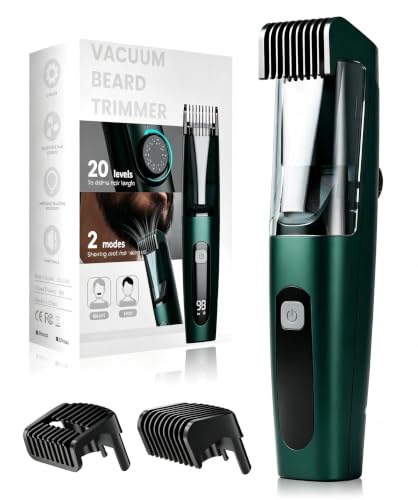 Vacuum Beard Trimmer for Men| USB-C Grooming Kit(A-Black), Fast Type-C Charging
