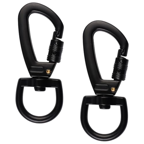 2 Pièces Mousqueton Laisse Chien, Mousqueton Pivotant, Mousquetons Robustes en Alliage de Zinc avec Articulation Pivotante à 360 Degrés pour Laisse de Chien, Alpinisme, Camping et Randonnée, Noir