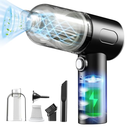 Image of 3-in-1 Cordless Handheld Vacuum Cleaner with HEPA Filter, Black | USB Rechargeable, Blow & Vacuum Modes, Multiple Attachments, Portable Handheld, HEPA Filter