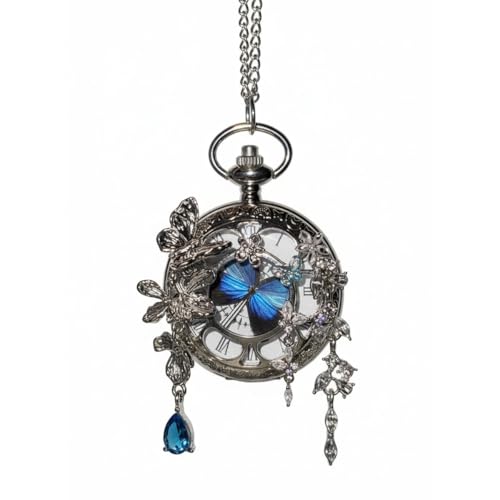 rafonie A Meaningful Butterfly Pocket Watch with Chain, Necklace Watch