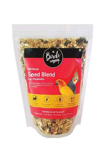 Image of The Birds Company Cuttlefish Bone, Bird Calcium for Finches, Budgies, Conures, Lovebirds, Cockatiels & Seed Blend of 9 Grains & Nuts, with Spirulina & Cuttlefish Bone, Bird Food for Parrot