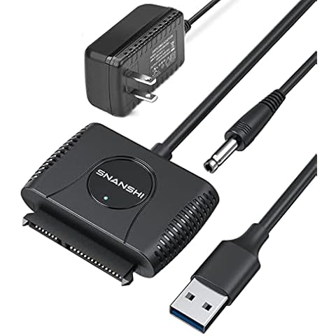 SNANSHI SATA to USB 3.0 Adapter Cable, USB 3.0 to SATA III Adapter Cable with UASP SATA to USB Converter for 2.5" 3.5” Hard Drives Disk HDD and Solid State Drives SSD, with 12V Power Adapter Cover