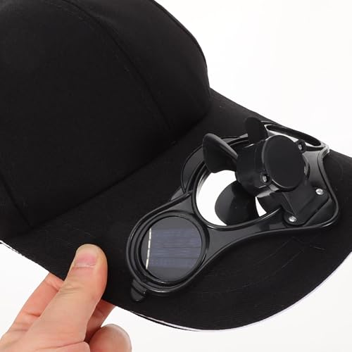 Gorra de béisbol negra con ventilador solar de algodón para verano 6