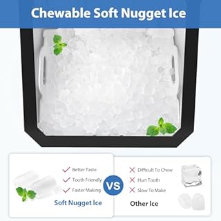 Aeitto Nugget Ice Maker Countertop, 55lbs/24H Ice Machine with 3.6L Water Tank&3.2Lbs Ice Basket, Self-Cleaning Pebble Ice Maker with Stainless Steel Housing for Home Office and Party, Silver