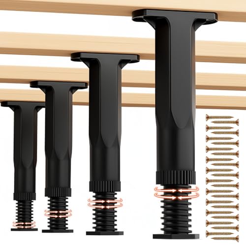 Image of HASTHIP 4Pcs Telescopic Bed Beam Support, 551lbs Loading Capacity, 7-13'' Adjustable Robust PP Frame Slat Support Legs for Platform Beds, Box Springs, and Wooden Bed Frames