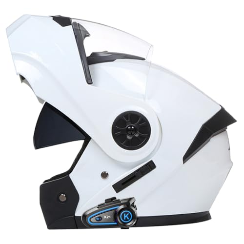 Casco Integral para Motocicleta con Visera Solar, Abatible, Modular, Bluetooth, Homologado Según ECE 22.06, Unisex, Protección Integral contra Impactos. F,XL/(61~62cm)