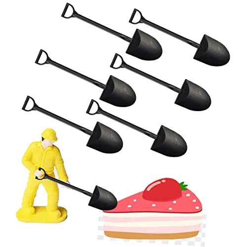Mini Disposable Plastic Ice Cream Dessert Pudding Yogurt Sugar Shovel Spoon，50 Pcs Shovel Shape Spoons(Black)