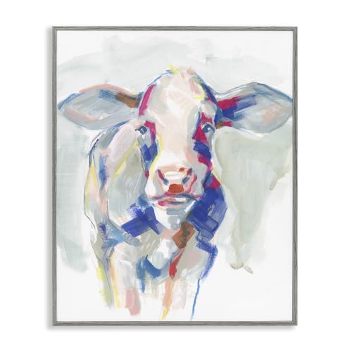 Colorful Cow Farm Animal Painting, 11 x 14 Inch Framed Giclée Print