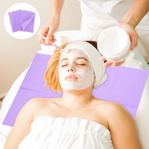 cobee 20 peças de tapetes de unhas descartáveis, tecido roxo impermeável para manicure, almofadas de