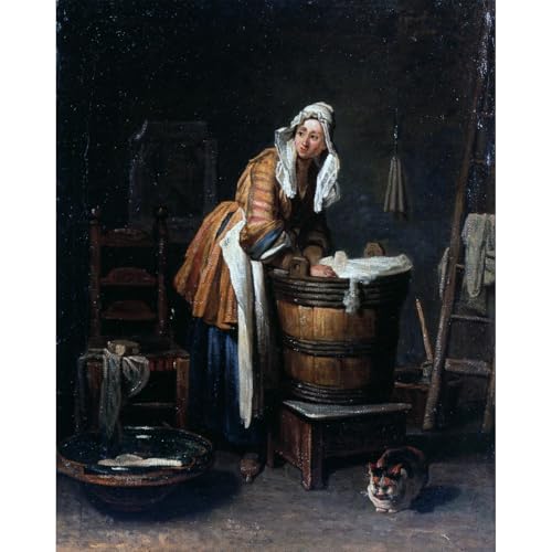 Impression d'art sur toile Chardin - Washerwoman 101x127cm grand format pour chambre