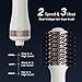 Travel Dual Voltage Hair Dryer Brush 4-IN-1 Portable Mini Hot Air Blow Dryer Straightener & Curler Brush, Titanium Round Blowout Styler Volumizer Tools, 110/240V US/EU/UK Plug for International Travel