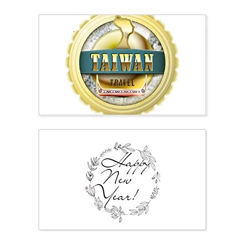 Tarjeta conmemorativa de Taiwán con mensaje de año nuevo y diseño de barco dragón