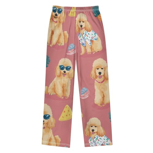 ZZXXB Lovely Poodle Print Boys Long Pants Soft Trousers Elastic Waist Kids Lounge Bottoms with Pockets S-XL2