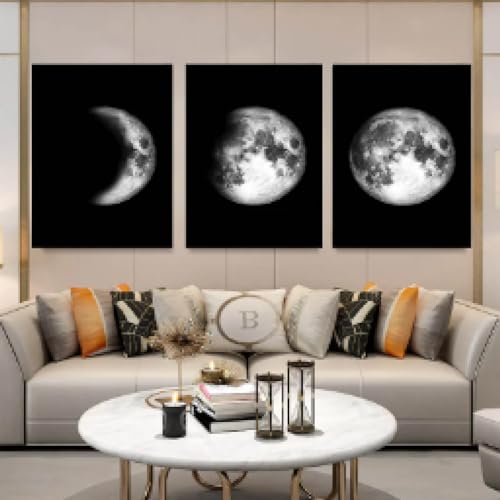 Toile de la lune KEBIA triptyque grand format pour habiller un mur vide