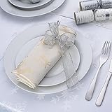 Celebright Christmas Pack of 6 Napkins - Square 17 x 17 inches (43 x 43 cm) - Ideal Xmas Dinner Table Decorative Settings - Embossed Metallic Deer Design - Cream & Metallic Gold - Image 2