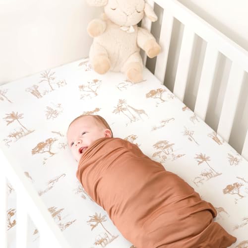 Image of GRSSDER Baby Blankets Super Soft Stretchy Jersey Knit Swaddle Blanket for Baby Girls, Stylish Double Layer Receiving Blankets 34 x 44 Extra Large for Swaddling, Elk Animals