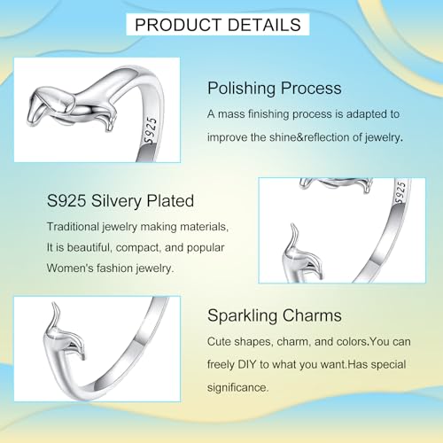 Dachshund Open Rings for Women S925 Sterling Silver3