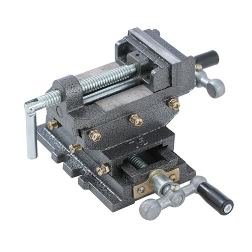 KATSU Drill Press Compound Cross Vice 4 Inch 100mm Heavy Duty Pillar Bench Drill Press 4 Ways Mechanic Cross Slide Vise Clamp for Workshop Milling Machine Machinery Maintenance