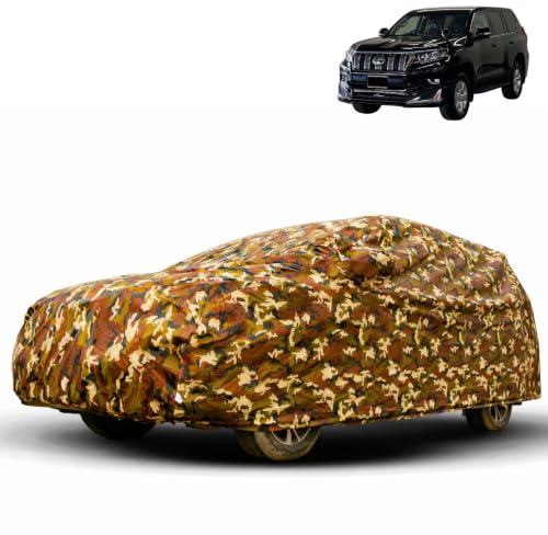 Image of Water Proof Car Body Cover Compatible for Toyota Land Cruiser Prado | Dust Proof, Heat Resistant | Ultra Surface Body Protection - (Military Jungle Print)