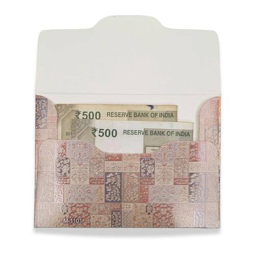 Image of Fonsie cash shagun Pocket small size (4.53 * 3.35 inches) fancy design envelopes pack of 70 for gifting money on wedding gift, baby shower gift, shagun, family gatherings, Peacock brown..