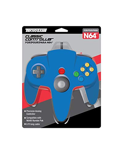 Mando de Nintendo 64 réplica color azul controlador analógico retro N64 3