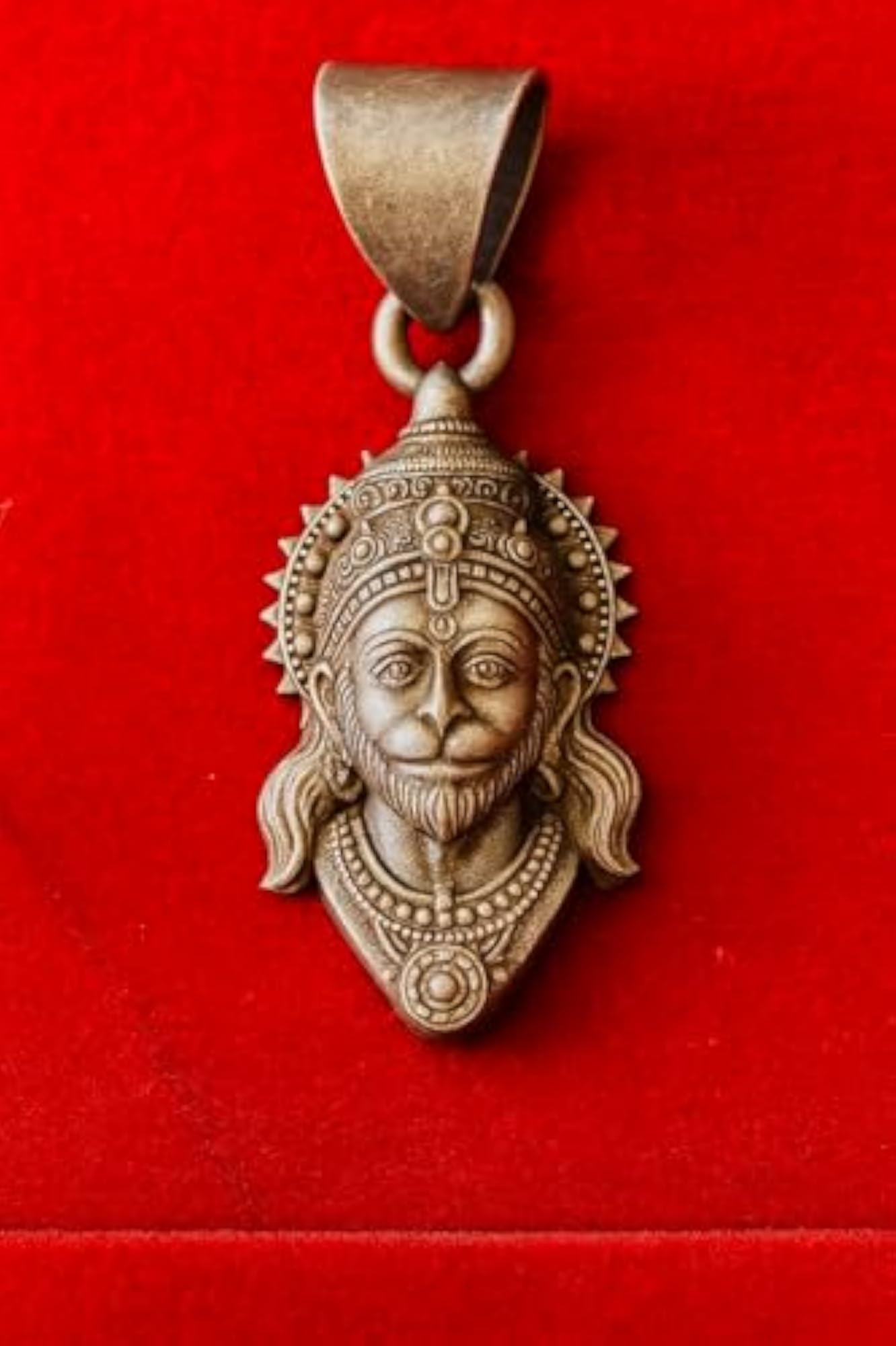 925 Sterling Silver Hanuman Pendant, Matte Oxidized Antique Finish