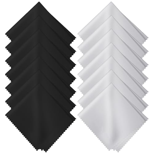 Arvoni 14Pcs Brillenputztücher Mikrofasertücher, 15x15cm Microfasertücher, Brillenputztuch Groß Grau und Schwarz, Mikrofasertuch Brille für Brillenreinigung, Display, Kamera