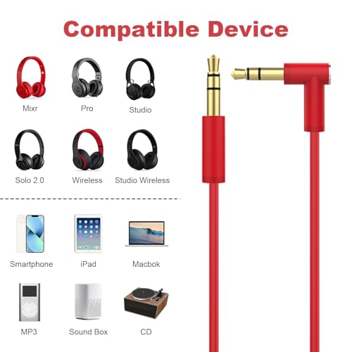 Cordon d'extension pour Beats Solo 3 et Studio avec micro rouge