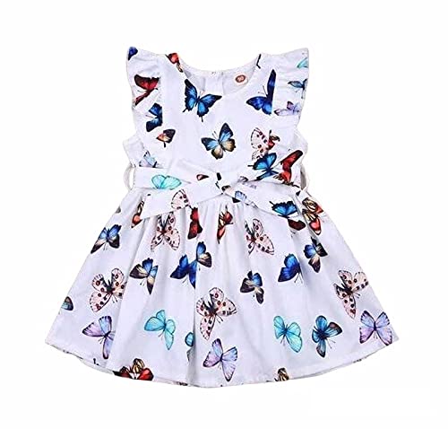 NISHIKA FASHION Cute Girl A-Line Butterfly Printed Rayon Cotton Frock and Dress for Your Princess