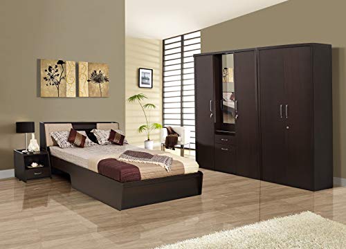 Image of Prudent King Size Engineered Wood King Bed with Hydraulic Storage (Particle Board - Teak Walnut)