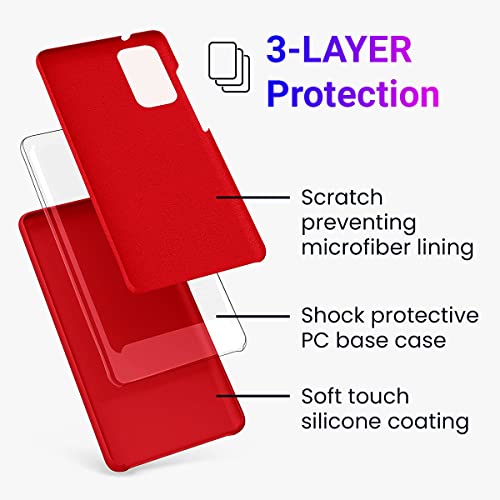 Image of LIRAMARK Liquid Silicone Soft Back Cover Case for Samsung Galaxy S20 Plus / S20 Plus 5G (Red)