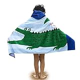 100% Baumwolle Kinder Jungen Mädchen Kapuzenponchos Schwimmen Bad Handtuch Badetuch Bademäntel (Krokodil)