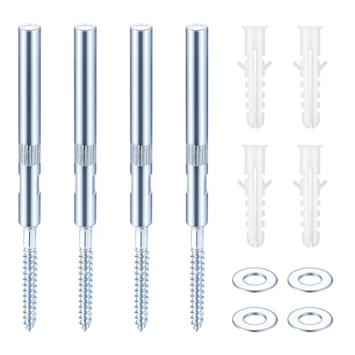 4 x Soportes de Estantería Flotante Invisible Montaje en Pared Ø10x100mm, Soporte Oculto, Soporte de Carga Pesada Invisible para Estanterías y Librerías, Incluye Arandelas y Tacos