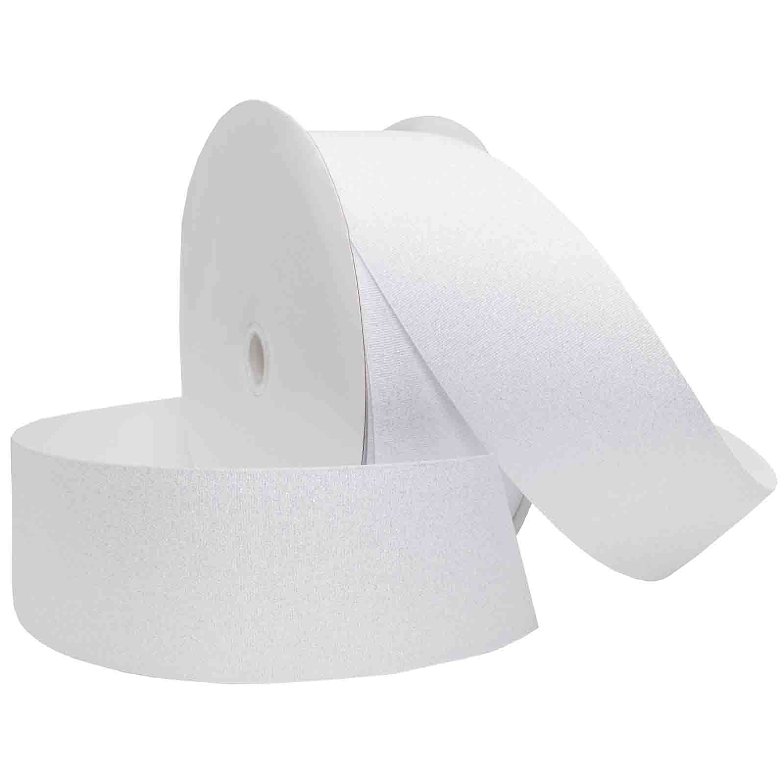 Ruban éblouissant blanc pailleté argent pour emballage cadeau et loisir créatif