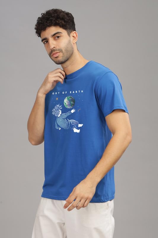 Image of XENOVAURBAN Men's Graphic Printed RN-Earth Round Neck Regular and Plus Size Cotton T-Shirt