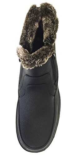 G-DMM Men's Winter Boots Cold Weather Fur Lining Ankle Warm Double Side Zipper Slip on Snow Comfort Shoes, Black3