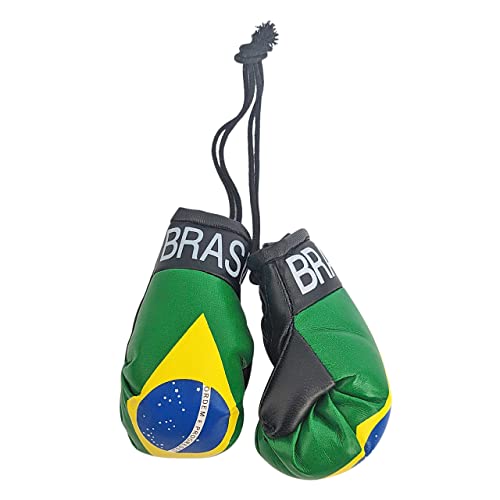 ブラジル国旗柄ミニボクシンググローブ 飾り カーアクセサリ