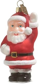 RAZ Imports EC Waving Santa Blow Mold Ornament, 3.5-inch Height, Glass