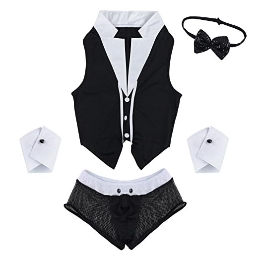 TiaoBug Disfraz de rol Hombre Ropa Criado Sexual Traje Conjunto de Cosplay Hombres Sexy