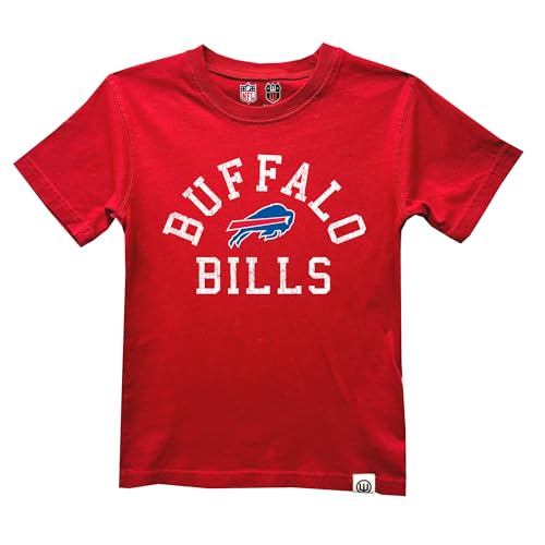 Wes and Willy NFL Kids Short Sleeve Organic Cotton Tee Shirt, Buffalo Bills, Cherry, 2T