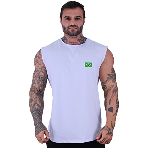 Regata Machão Longline Masculina MXD Conceito Sem Manga Camisa 10 Brasil Bandeira Treino Academia Mu