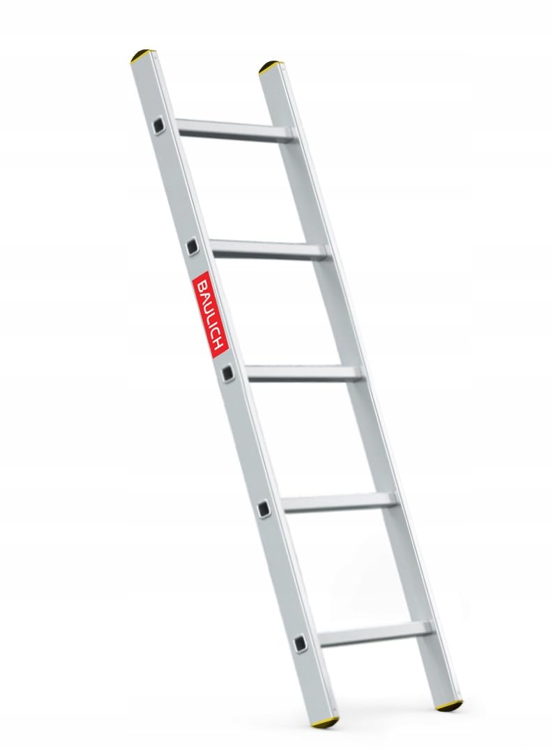 Anlegeleiter - Aluleiter - Leiter 5 Stufen - Wasserabweisend, Professionell, für Haus, Garten, Renovierung und Landwirtschaft, rutschfeste Füße, Geriffelte Sprossen, Leicht 2 kg, mit Haken