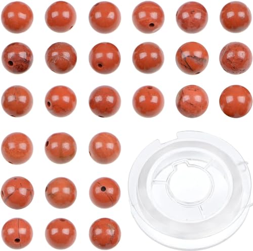 Bymitel 90 perles cristal naturel 10mm rouge jaspe