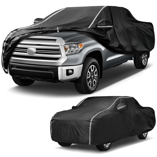 Tqcpkee 6 Layers Waterproof Truck Cover for Toyota Tundra 2007-2025 with Reflective Strips, All-Weather Custom Fit for Tundra Full Exterior Covers with Zipper Door, Sun Rain Dust Snow Protection
