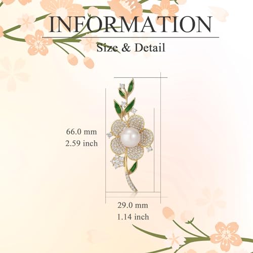 Image of Flower Brooch for Women Rhinestone Flower Brooch Pins Floral Brooches Jewelry Gift for Mom Wife