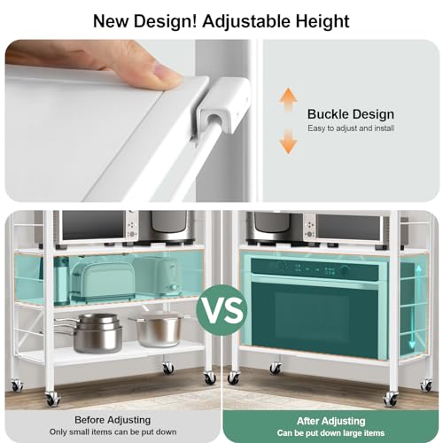 Image of Himix 5-Tier Foldable Storage Shelves with Wheels Expandable Kitchen White | Folding shelving units, Metal collapsible organization, Changeable into 2 shelf units, Garage, Adjustable, Holds 2400 Ibs