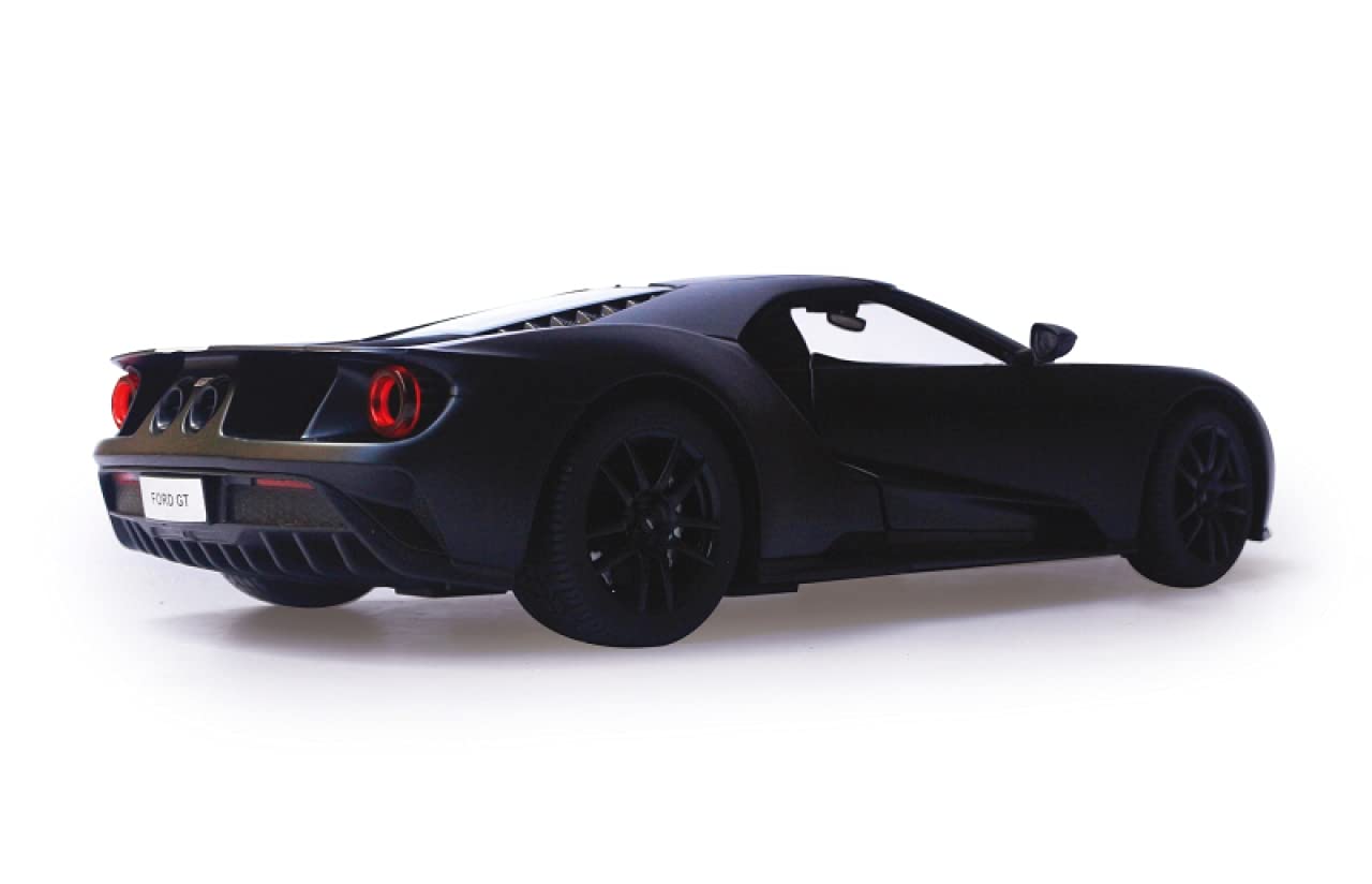 Jamara 405159 – Ford GT 1:14 czarne matowe drzwi ręczne 40 MHz – samochód RC oficjalnie licencjonowany, ok. 1 godzina jazdy, 9 km/h, szczegółowe wnętrze, wysokiej jakości wykonanie, światło LED