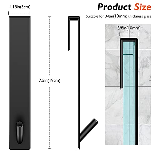 Kontoyo Shower Door Hooks(7.5 Inch),Extended Over Door Hooks for Bathroom Frameless Glass Shower Door,Stainless Steel Towel Hooks,Heavy Duty Rack Hooks for Robe,Towel-2 Pack-Black by Kontoyo - Image 5