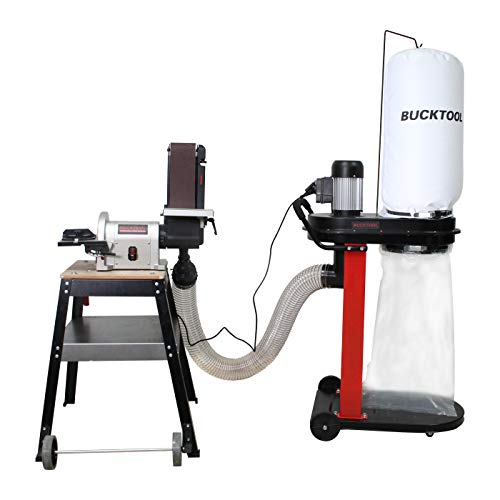 Image of BUCKTOOL 1.2 HP Auto Start 750CFM Dust Collector with 3 Dust Collection Bag, 5.4 Cubic Bag Capacity and 5 PCS Reducer for Woodworking DC50